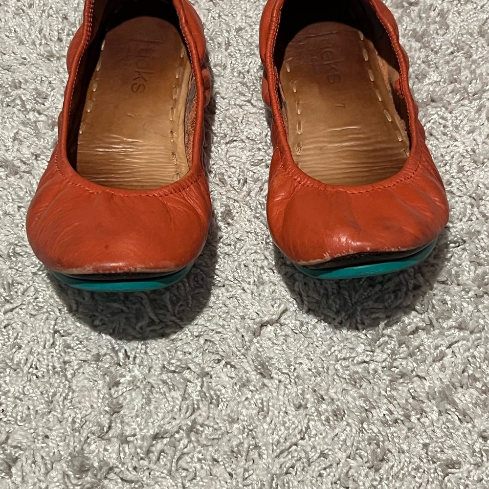 Women's Tieks Orange Leather Ballet Flats - Picture 2 of 8